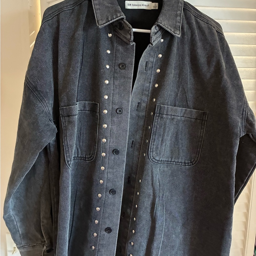 Rebecca Minkoff Black Denim Shirt with Stud Accents